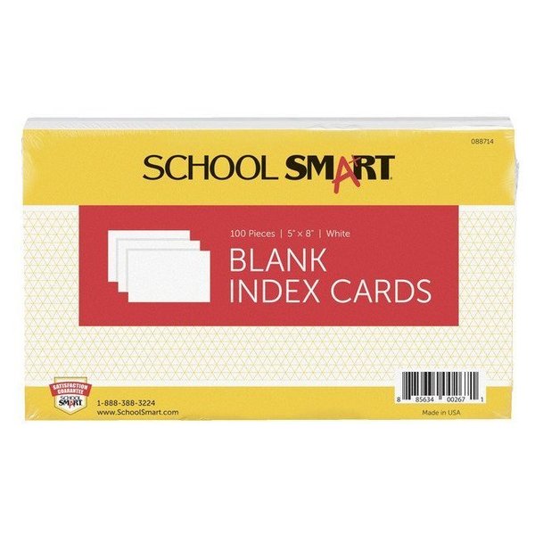 School Smart CARDS INDEX 5X8 UNRULED WHITE PACK OF 100 PK IND58P